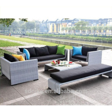 DE- (419) mobiliário de exterior de vime sofá barato de 7 lugares